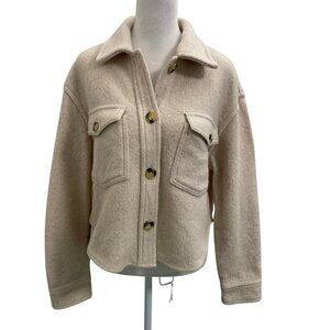 Aritzia 100% Merino Wool Cropped Chore Shirt Jacket Shacket Utility size Small